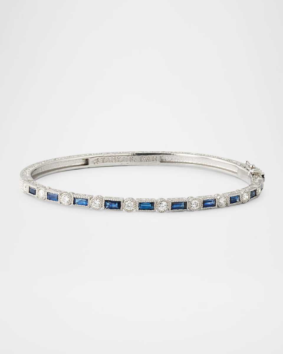 18K White Gold Sapphire and Diamond Bangle